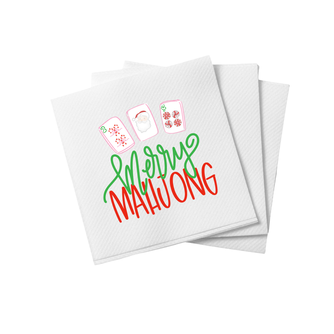 Merry Mahjong Christmas Cocktail Napkins