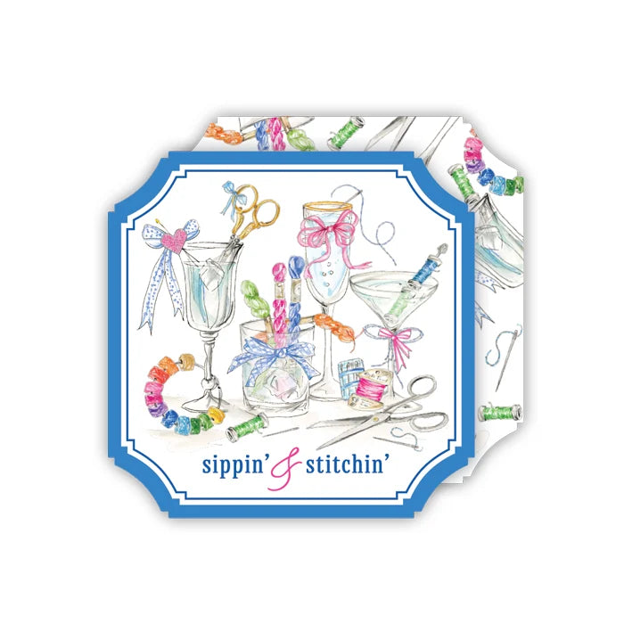 Handpainted Sippin and Stitchin Colorful Needlepoint Cocktails