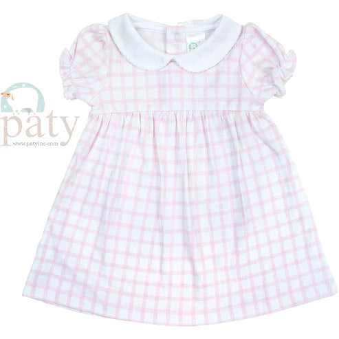 Paty Pima Pink Gingham Dress w/ Collar
