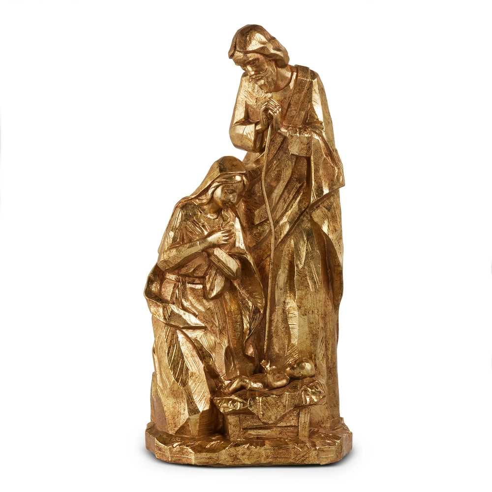16" Gold Carved Holy Family