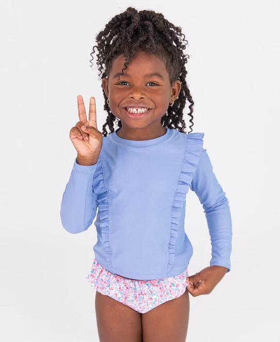 Sparkle Shimmer On Princess Seam Ruffle Rash Guard 2-Piece