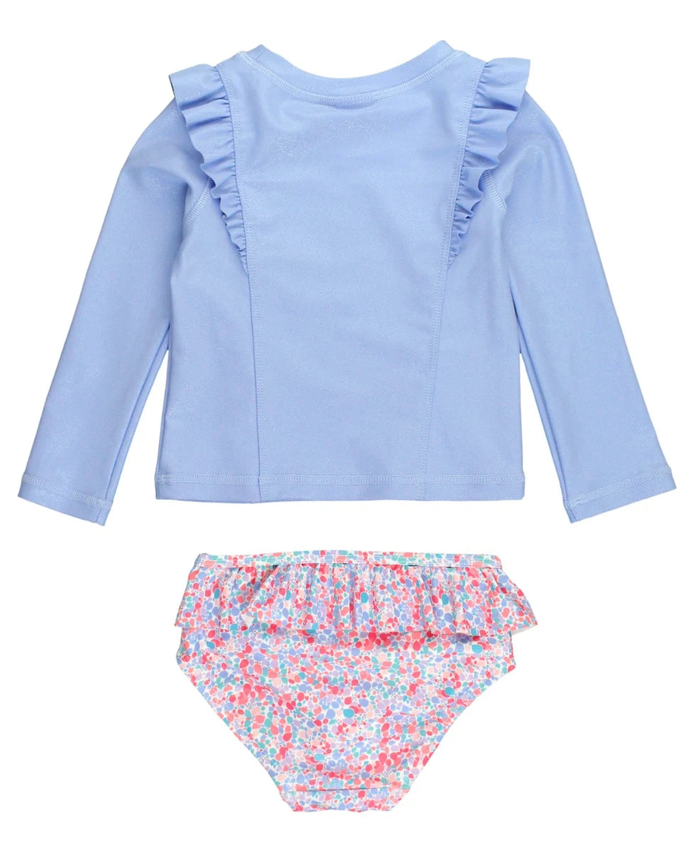 Sparkle Shimmer On Princess Seam Ruffle Rash Guard 2-Piece