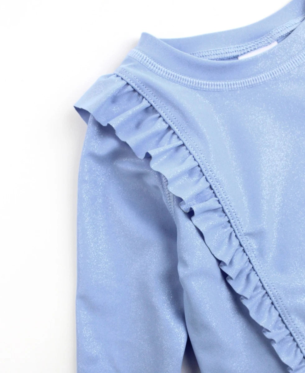 Sparkle Shimmer On Princess Seam Ruffle Rash Guard 2-Piece