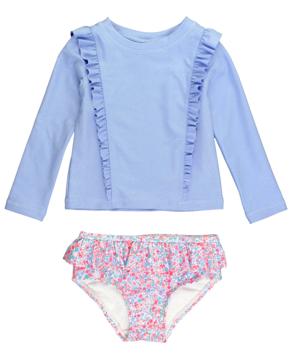 Sparkle Shimmer On Princess Seam Ruffle Rash Guard 2-Piece