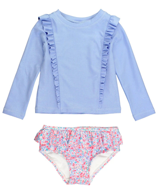 Sparkle Shimmer On Princess Seam Ruffle Rash Guard 2-Piece