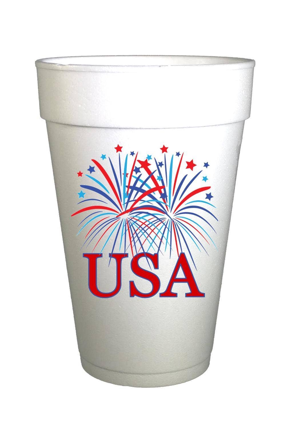4th of July USA Fireworks Styrofoam Cups