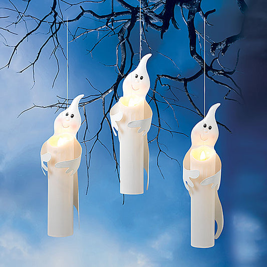 Lighted Hanging Ghost Candles Set