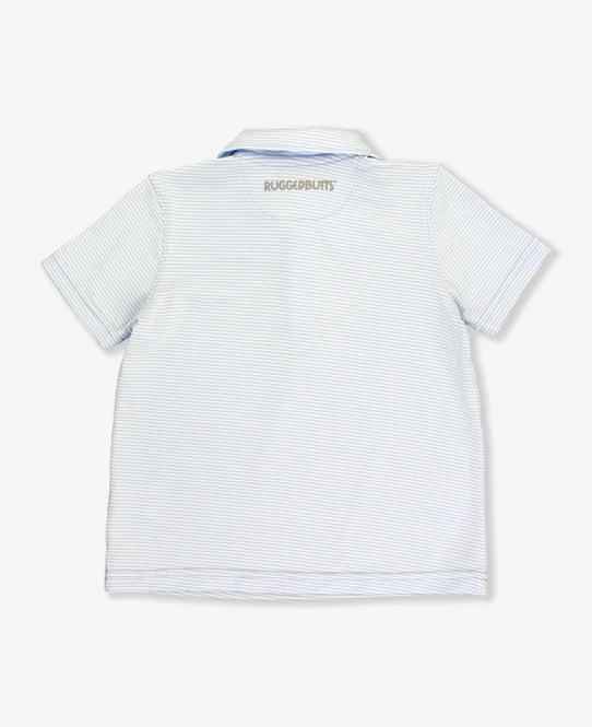 Windsurfer Blue Micro Stripe Short Sleeve Performance Polo