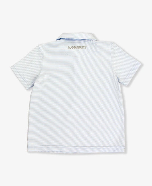 Windsurfer Blue Micro Stripe Short Sleeve Performance Polo
