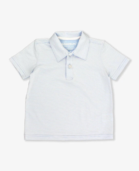 Windsurfer Blue Micro Stripe Short Sleeve Performance Polo
