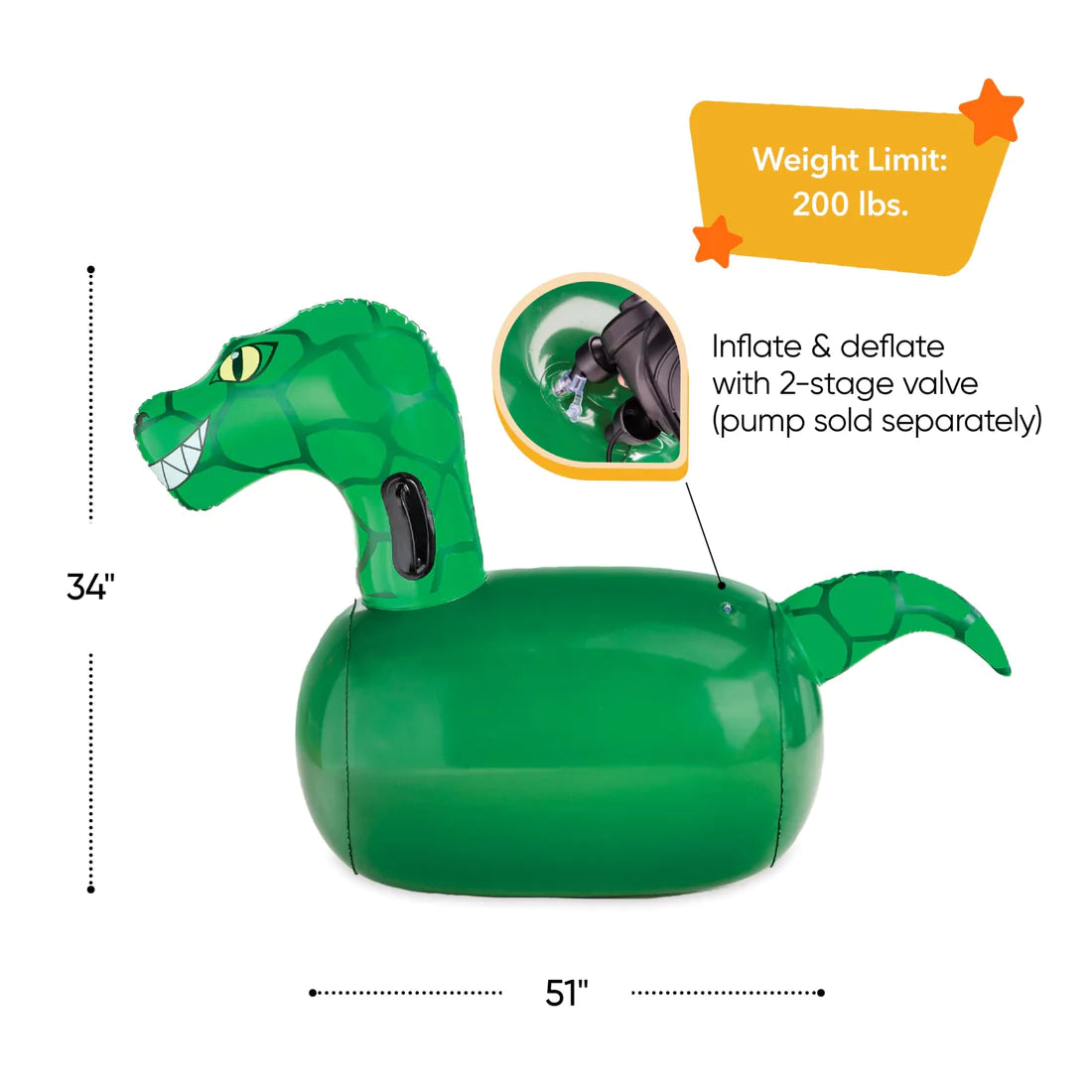 Inflatable Ride-On Hop 'n Go Dino