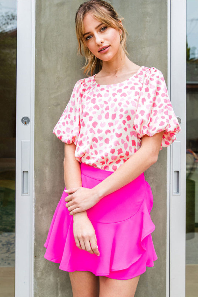 Pink Heart Print Top
