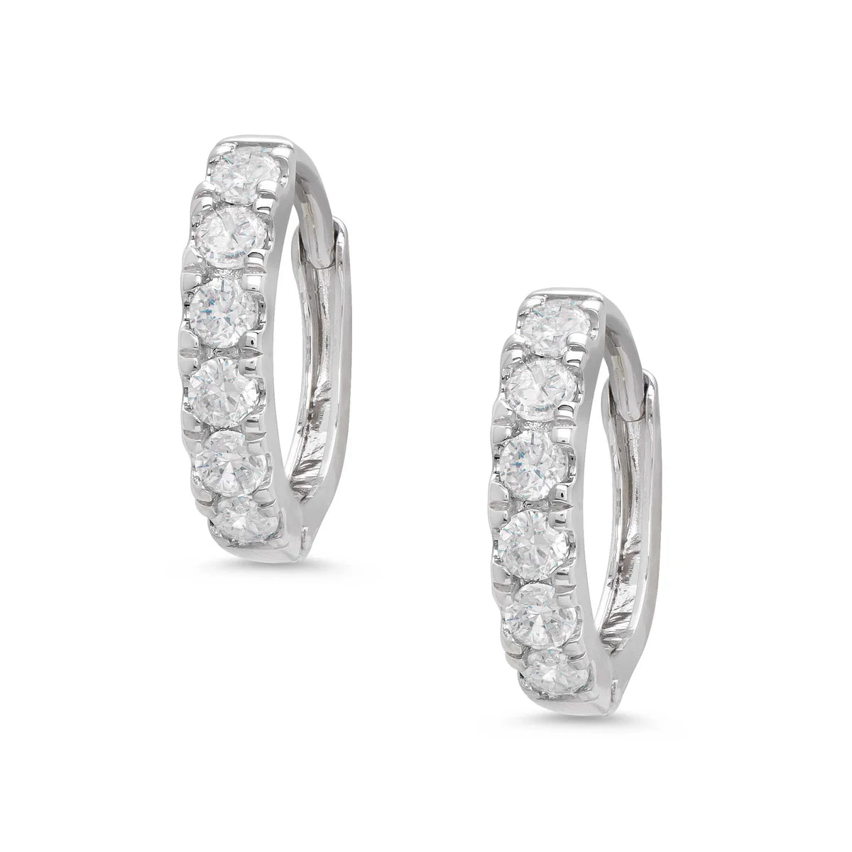 CZ Gemstone Hoop Earrings – Silver