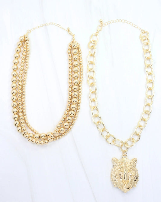 Bree Beaded Layered Tiger Necklace