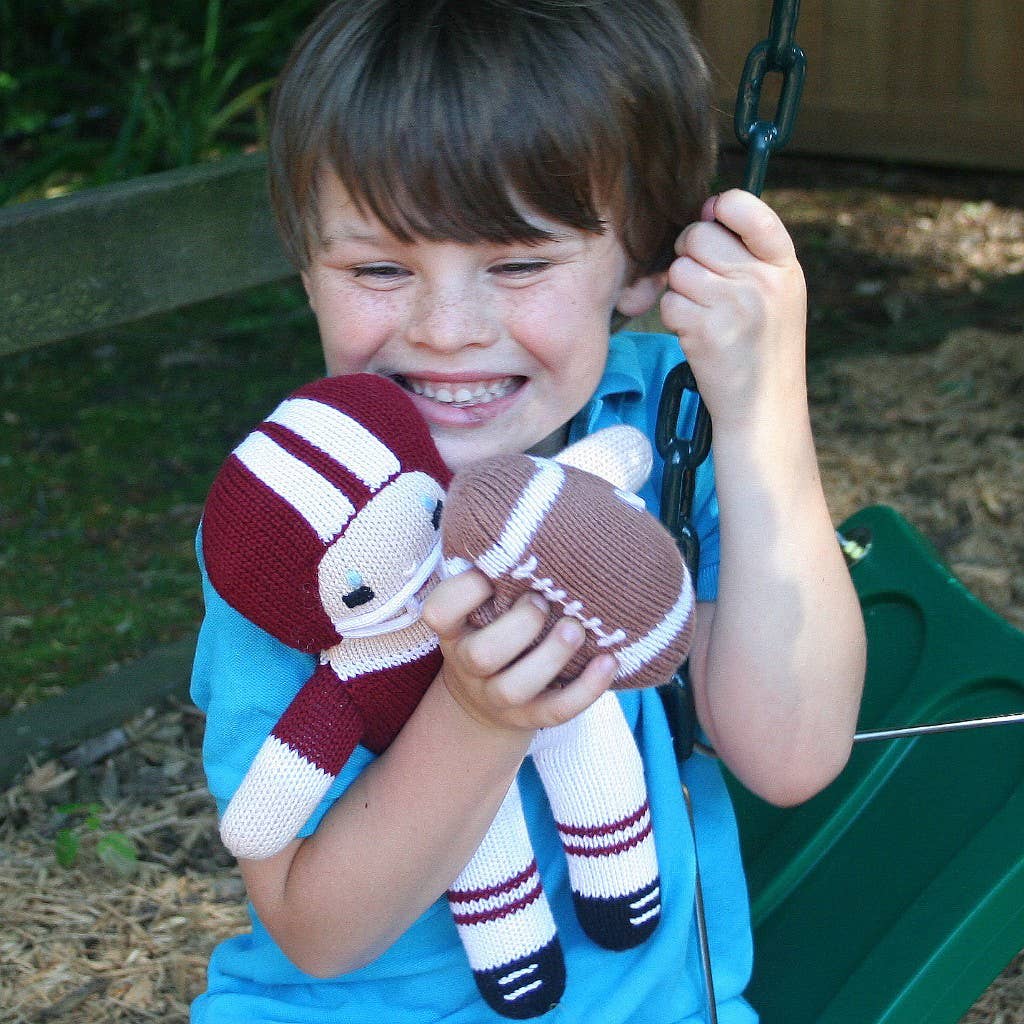 Football Player Knit Dolls: Purple/Gold