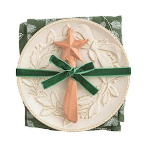 White Christmas Appetizer Plate Set