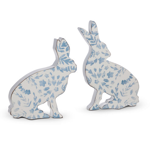 White with Blue Floral Rabbit