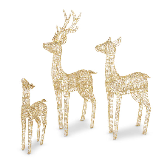 52" Lighted Gold Reindeer Family