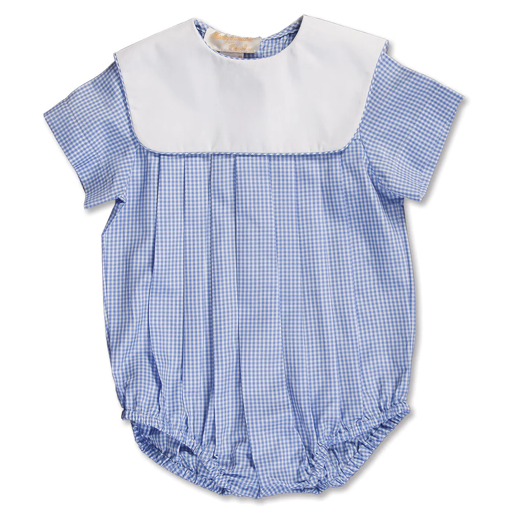 Light Blue Gingham Boy Bubble w/ Collar