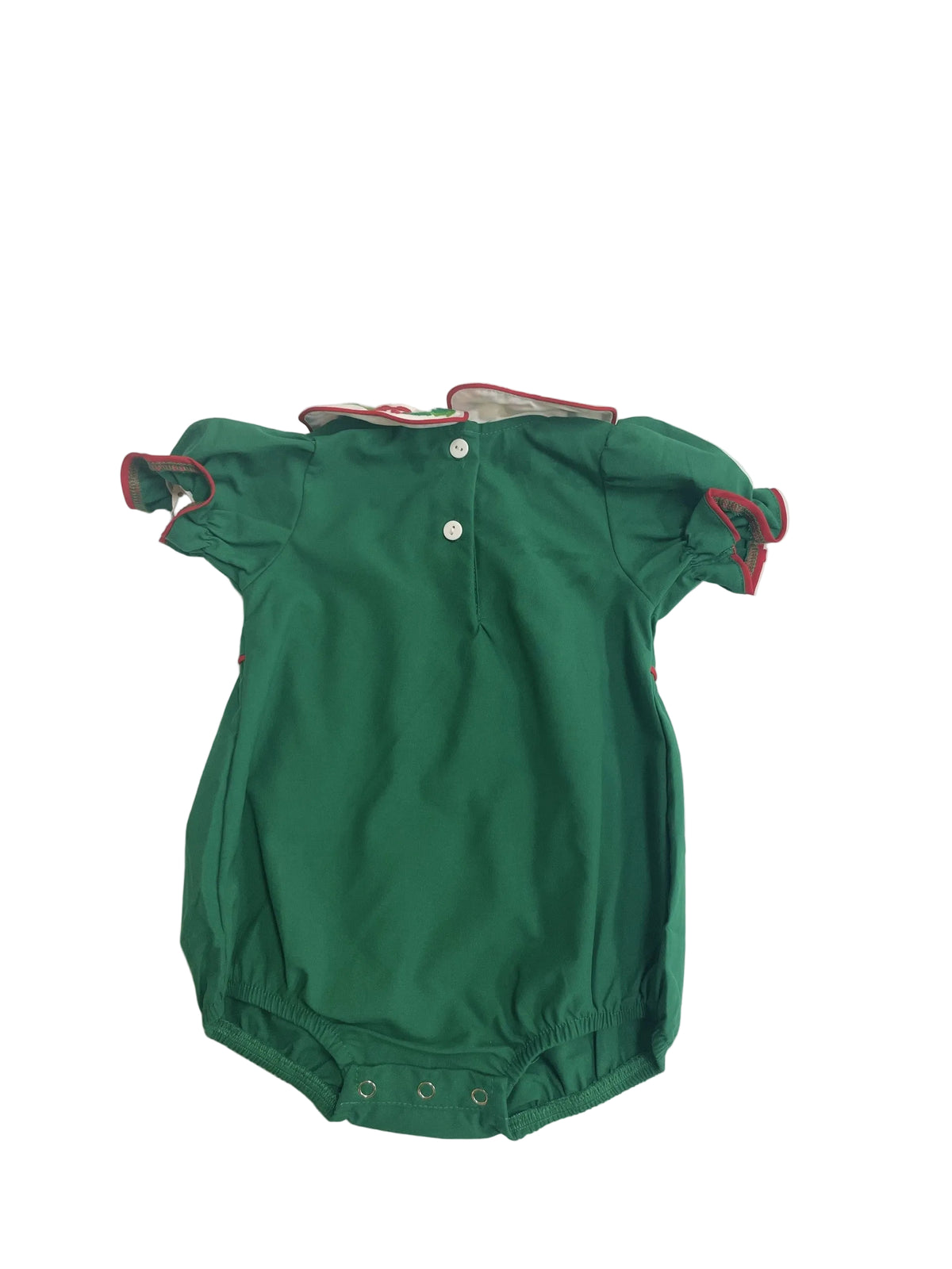 Bow and Holly Embroidered Scallop Collar Hunter Green Bubble