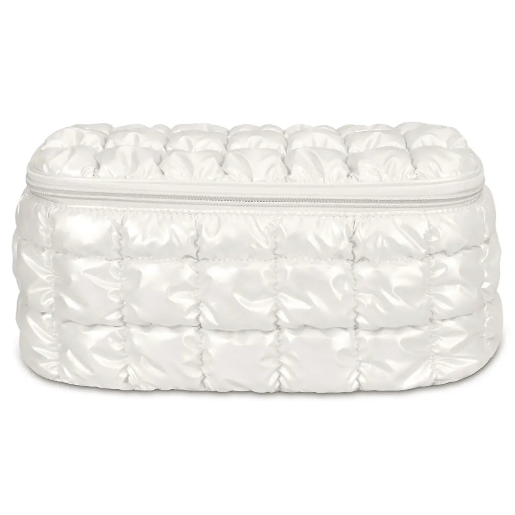 Pearl White Shiny Puffer Cosmetic Case