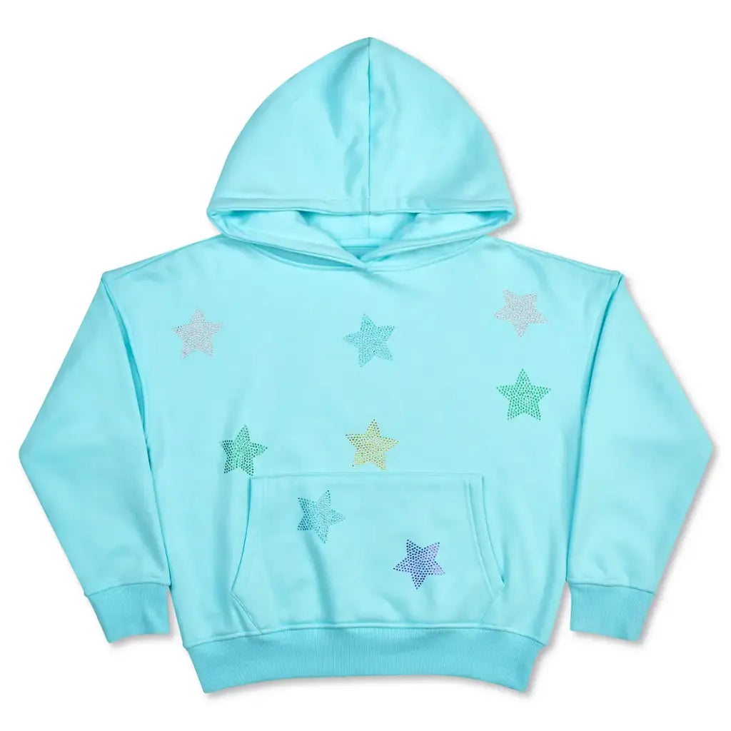Sparkling Stars Blue Hoodie Sweatshirt (youth small: 6-8)