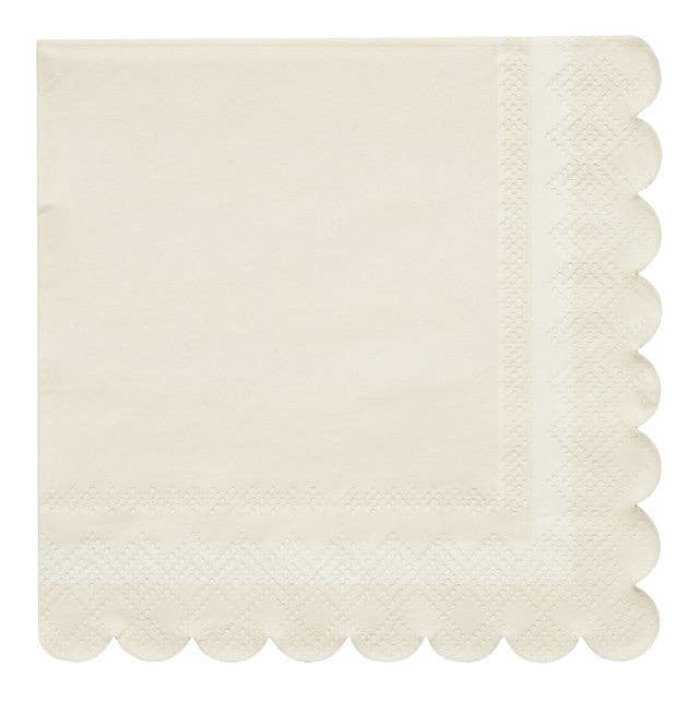 Cocktail Napkin Scalloped Edge Cream