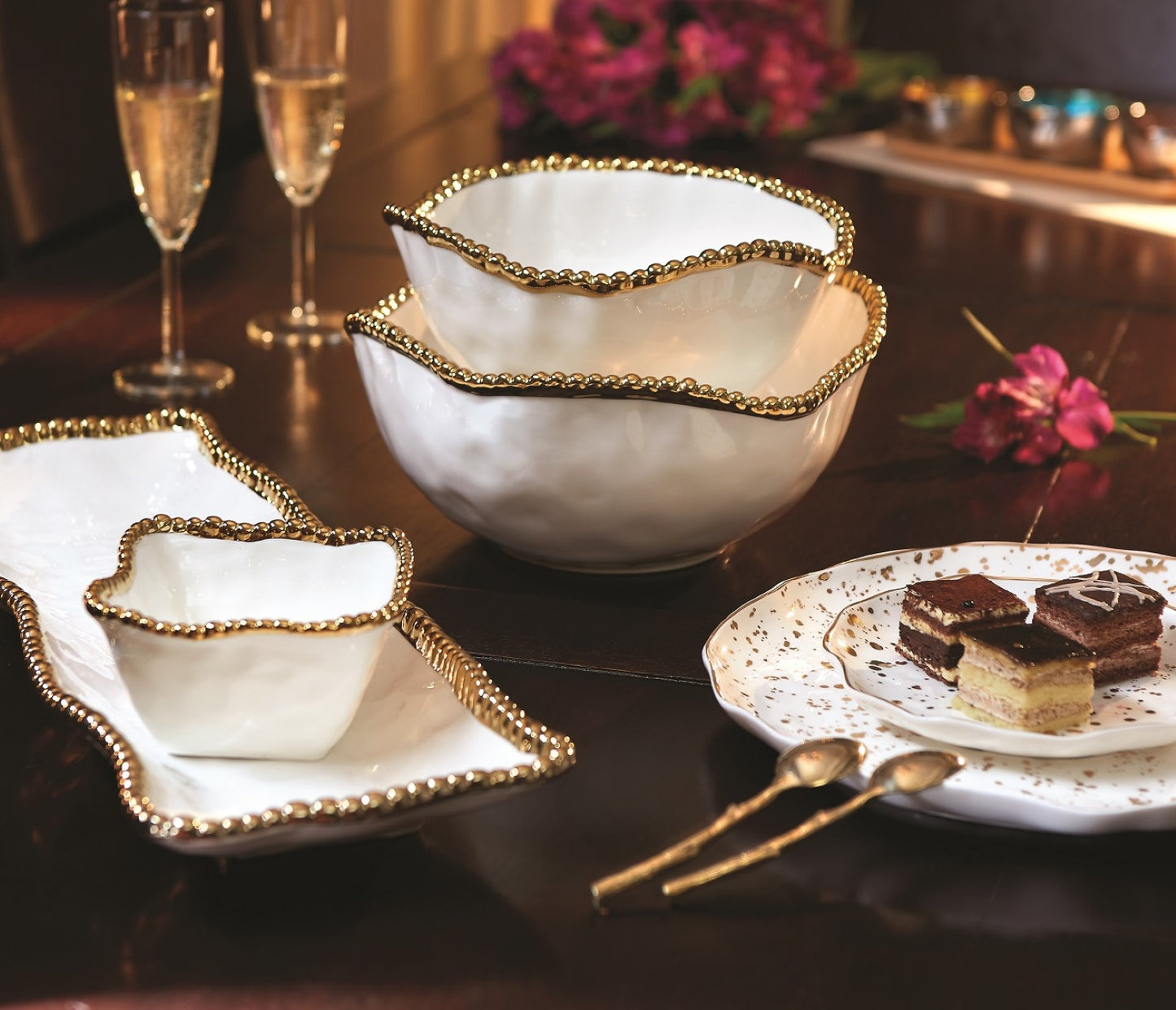 Golden Salerno Long Rectangular Serving Piece