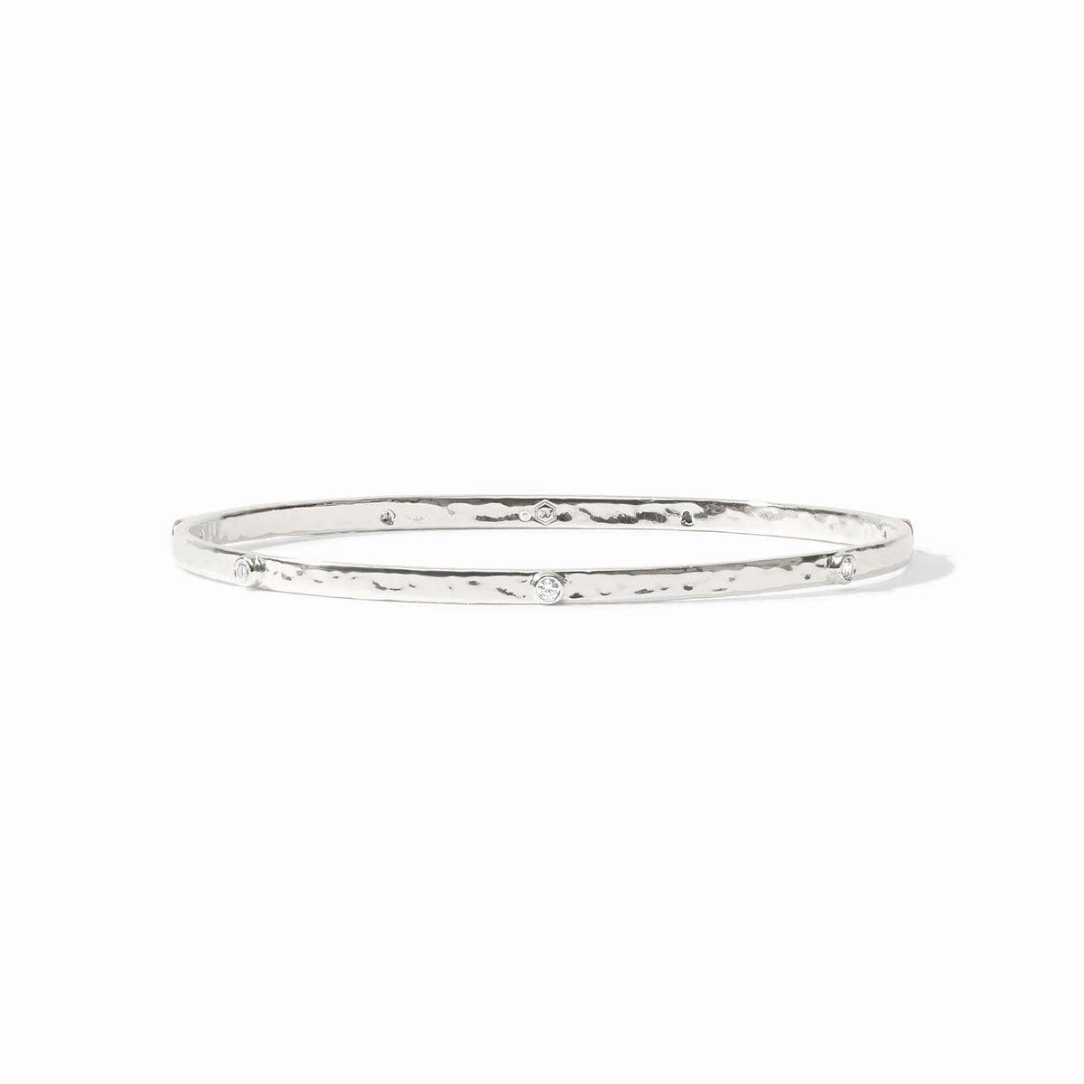 Crescent Stone Bangle- Cubic Zirconia/Silver