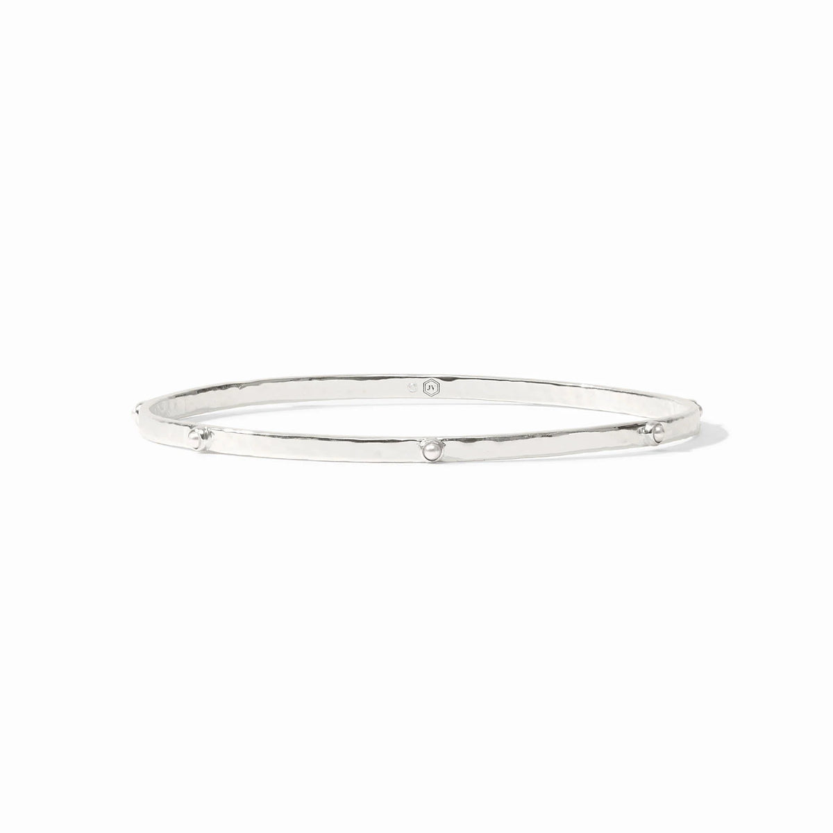 Crescent Stone Bangle- Pearl/Silver