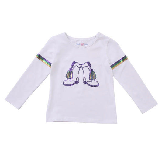 Mardi Gras Boots Sequin Tee