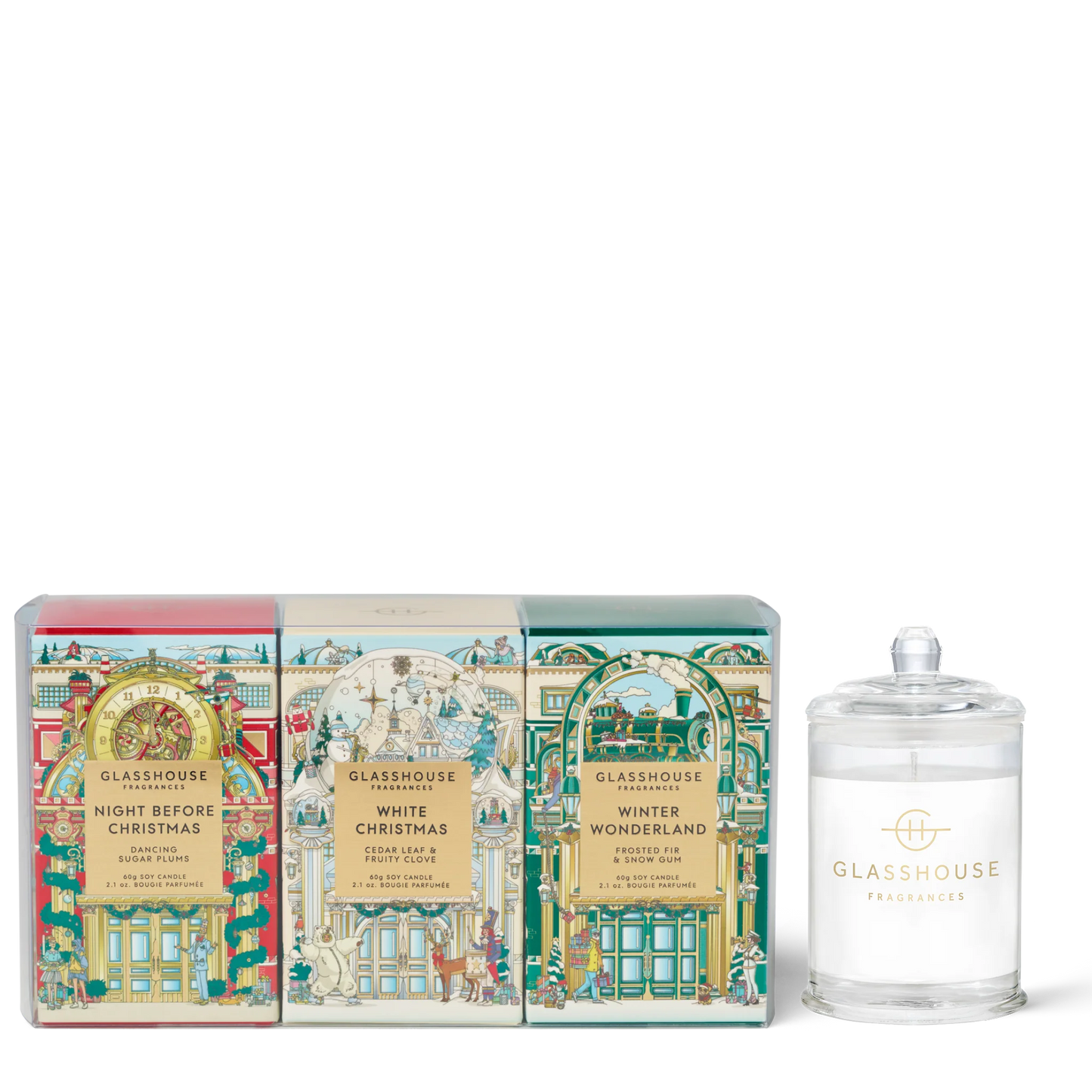 Glasshouse Fragrances Christmas 2.1 oz Candle Trio