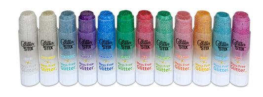 Glitter Stix Mess Free Glitter, Set of 12 Colors