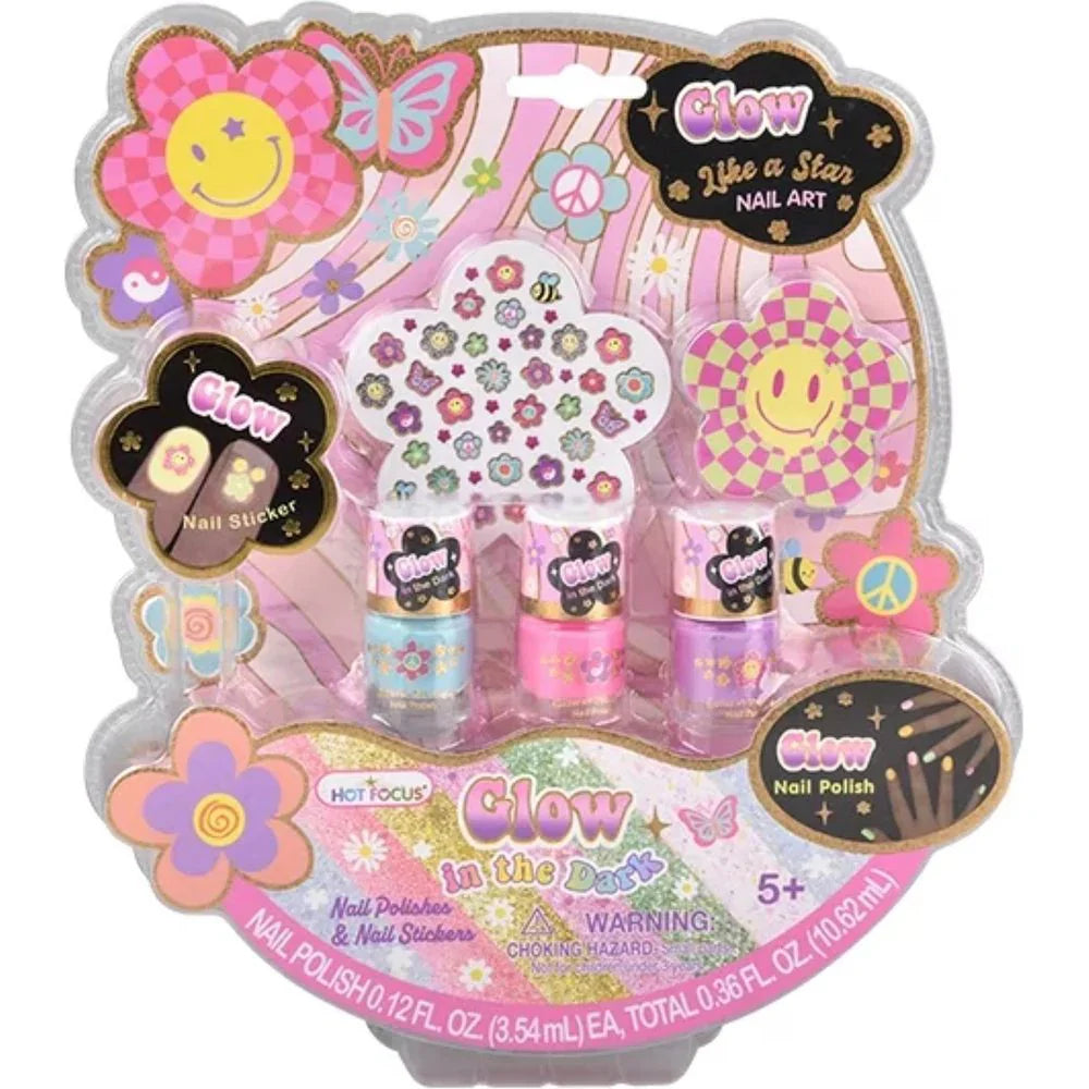 Groovy Flower Glow Like a Star Nail Art