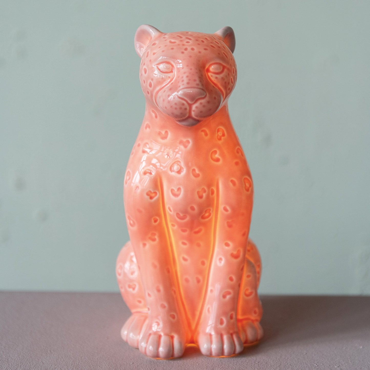 Pink Leopard Stoneware Table Lamp
