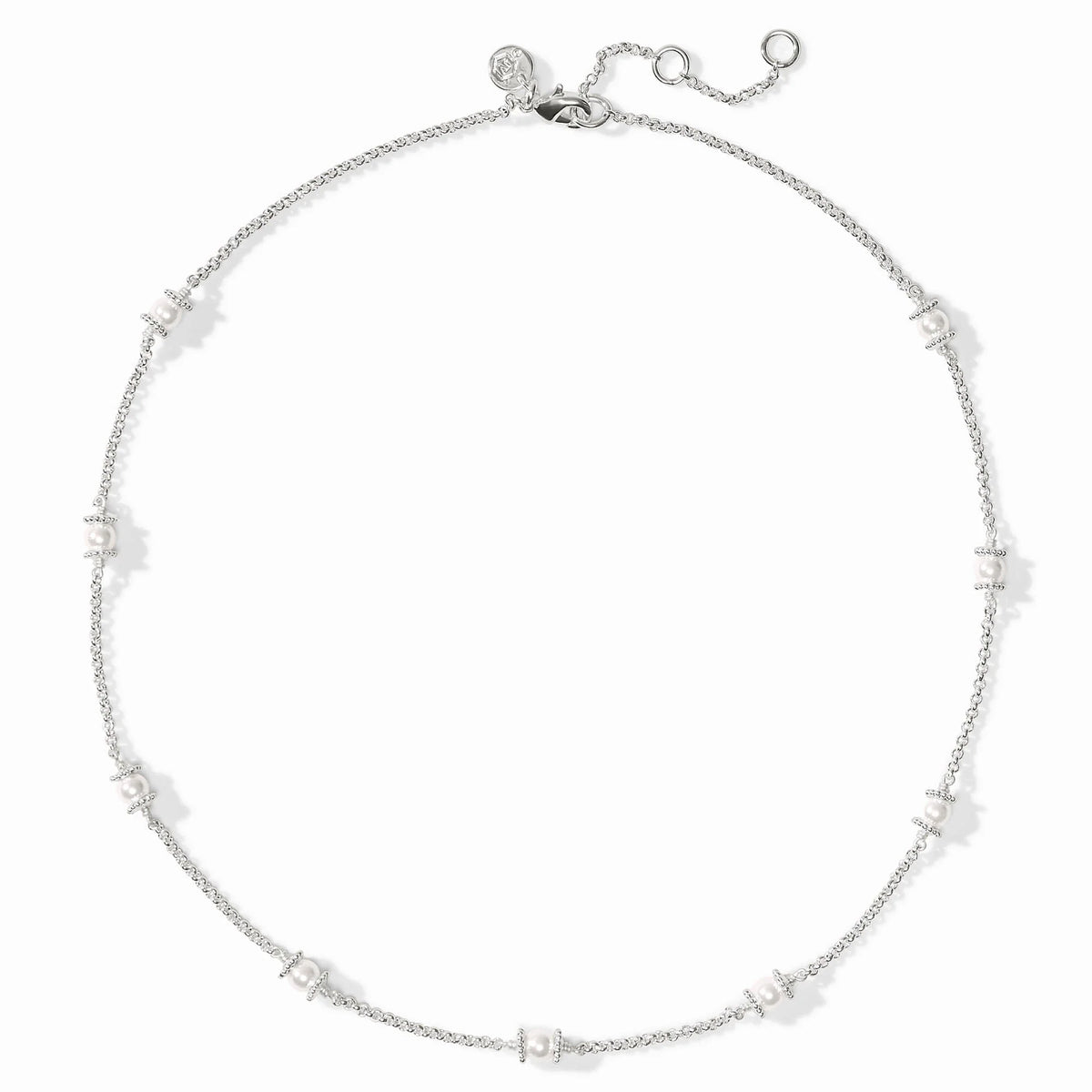 Hydra Delicate Station Necklace- Pearl/Silver