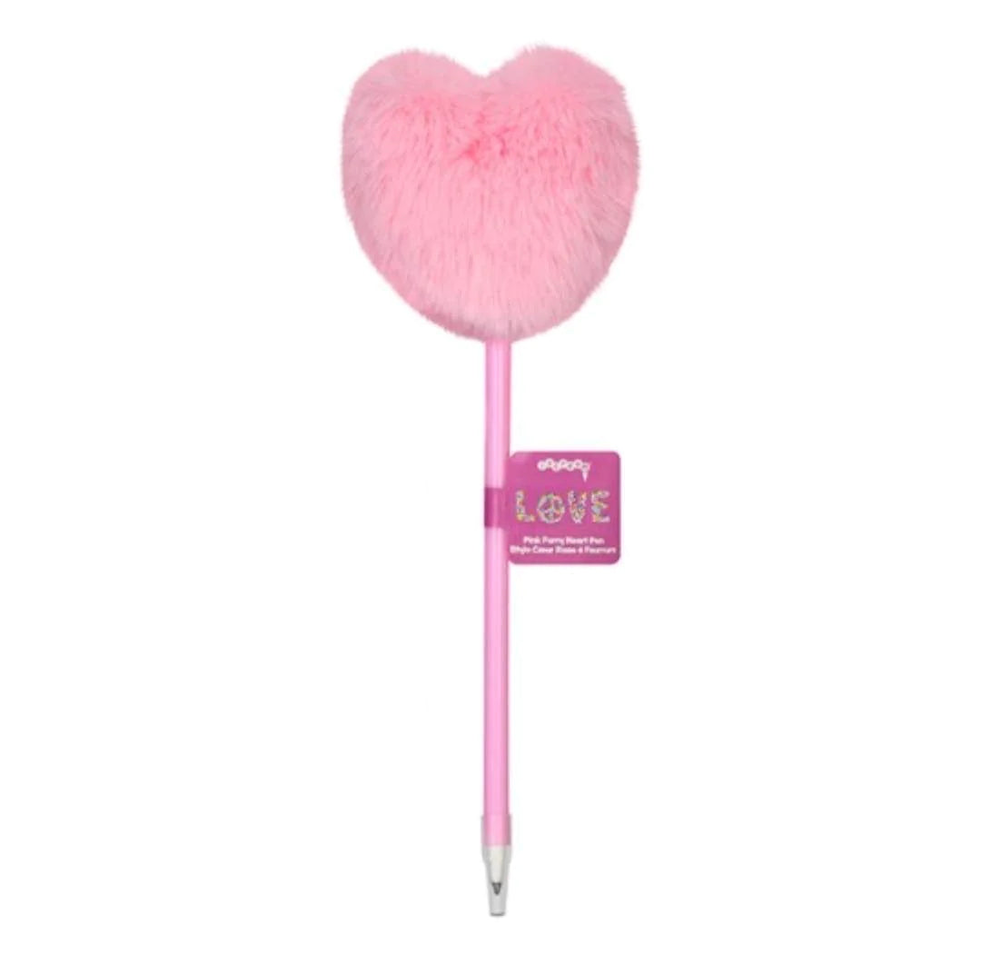 Pink Furry Heart Pen
