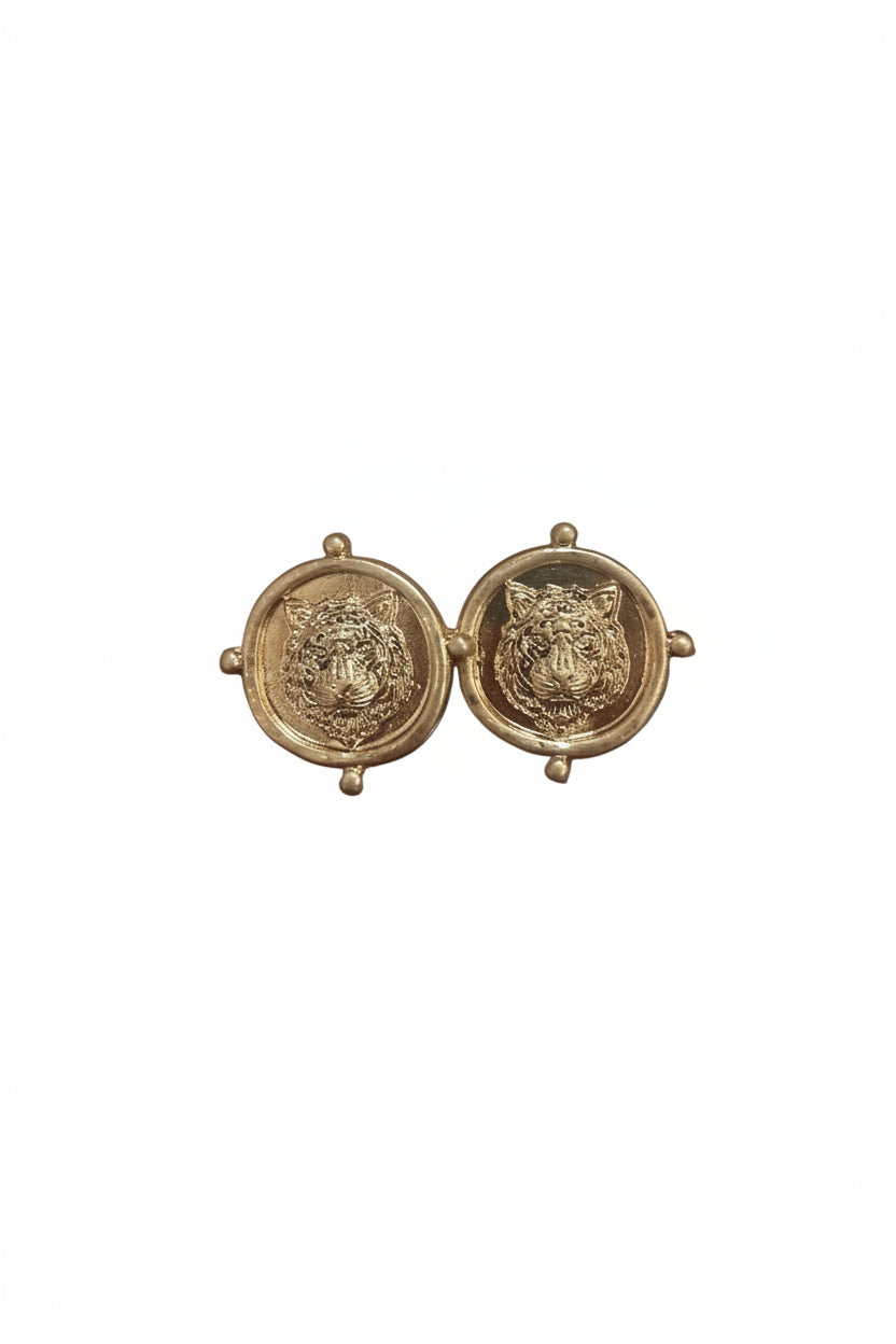 Tiger Face Round Earrings