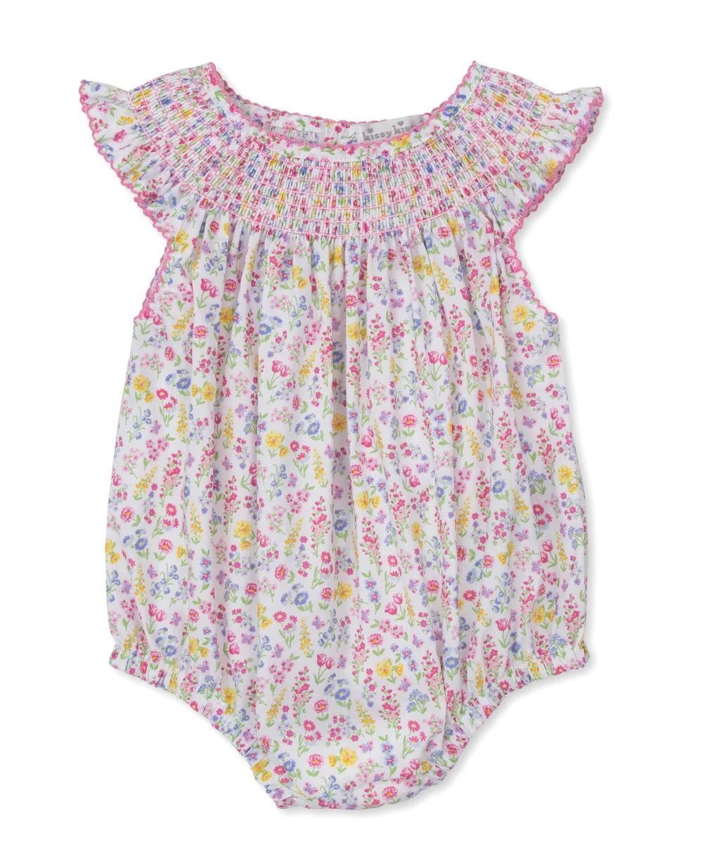Kissy Kissy Pastel Gardens Floral Smocked Woven Bubble