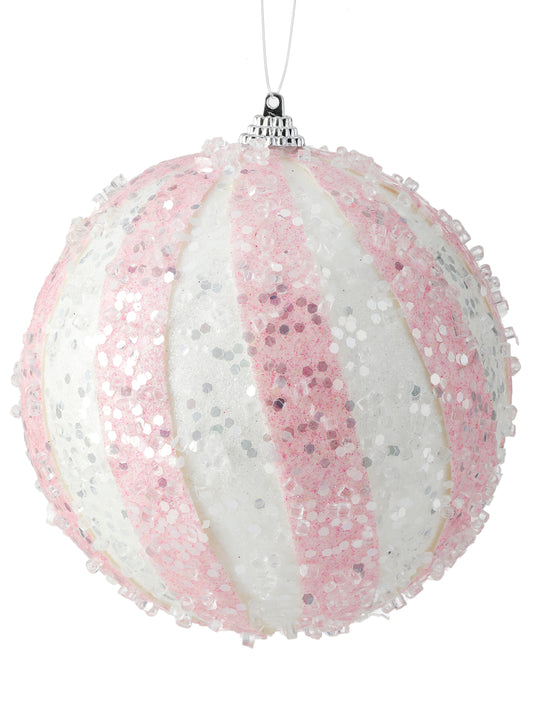 Iced Candy Stripe Ball Ornament (5")