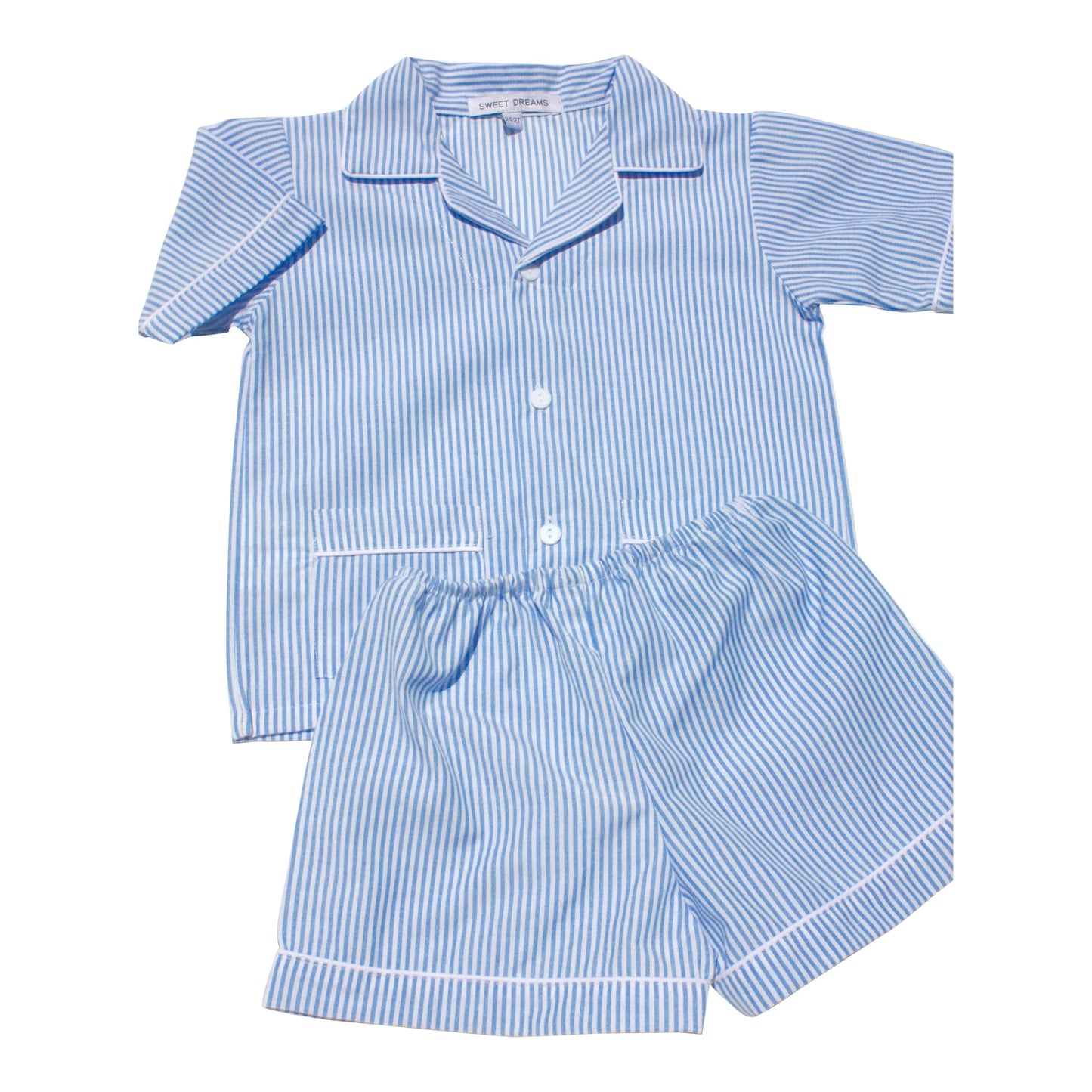 Boys Blue Stripe Short Sleeve PJs