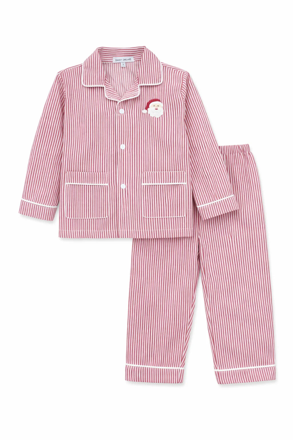 Santa Embroidered Red Stripe PJ Set