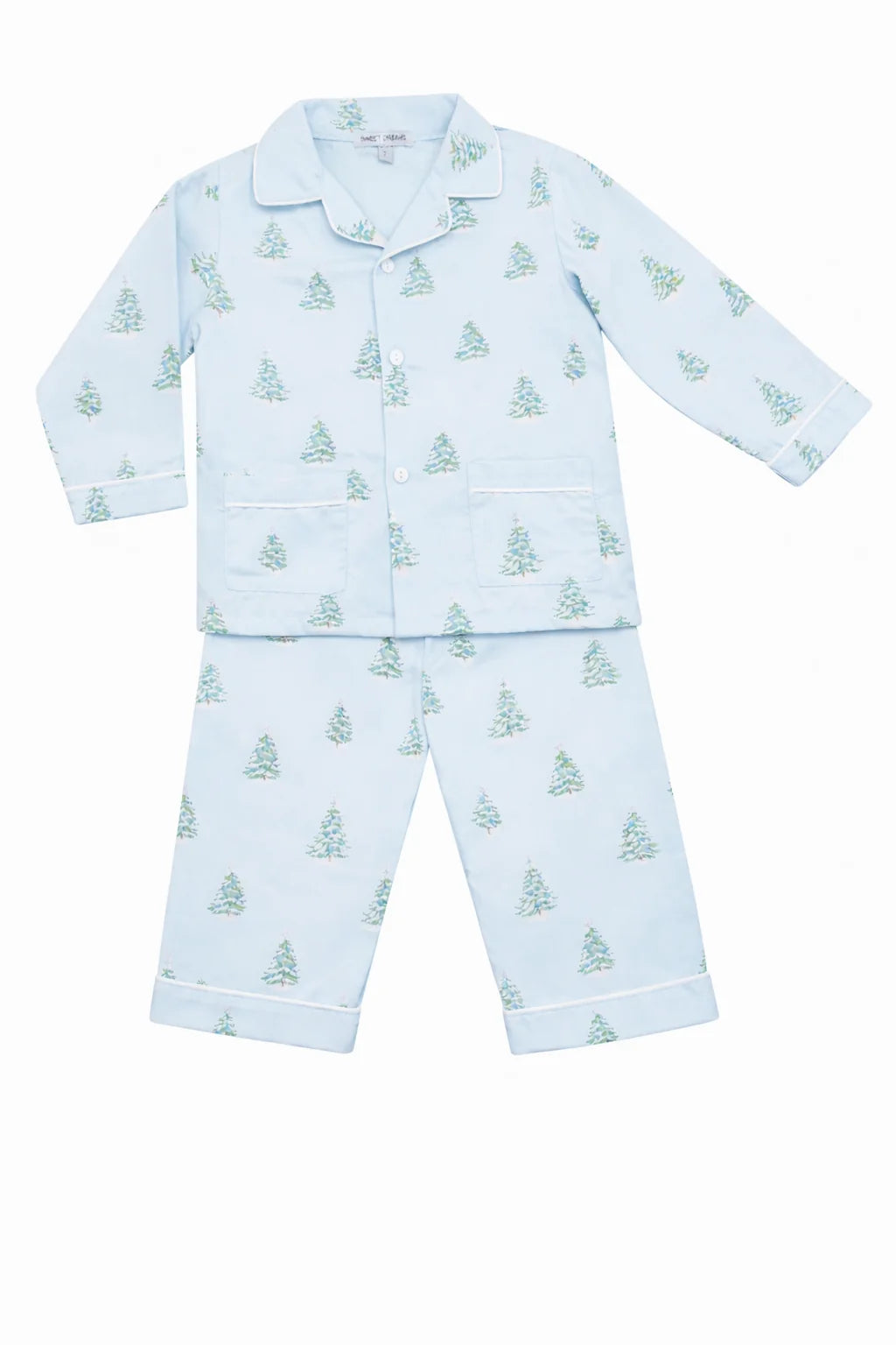 Christmas Tree Print Blue PJ Set