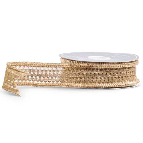 1.5"x 10 Yds Gold Openwork Weave Ribbon