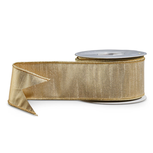 2.5" x 10Yds Gold Metallic Wired Ribbon