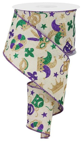 2.5" X 10 Yd Mardi Gras Pattern Ribbon