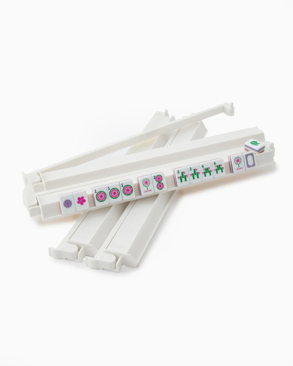White Acrylic Mahjong Rack & Pusher Set