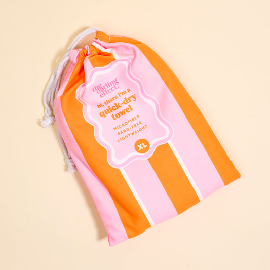 XL Quick-Dry Beach Towel-Sicily Stripes Pink