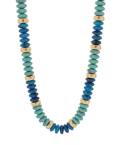 Marble Rondelle Bead Necklace- Turquoise/Gold