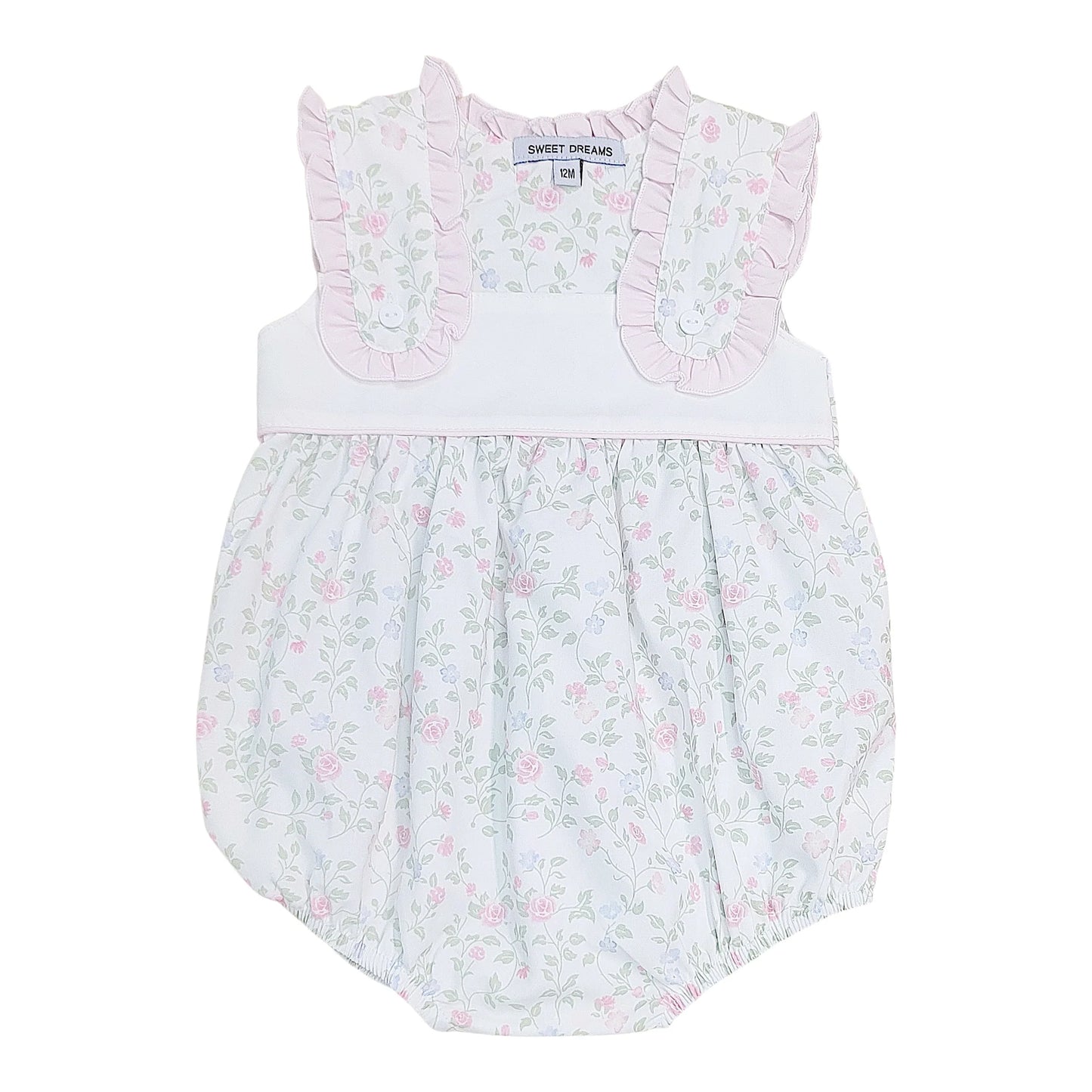 Pink/Blue Floral Ruffle Trim Bubble